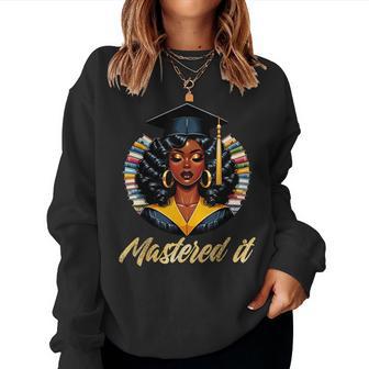 Mastered It Black Queen Afro Graduate Master's Degree Women Sweatshirt - Thegiftio UK