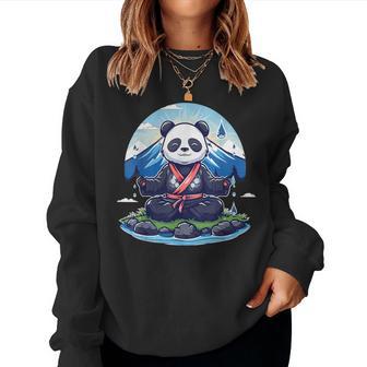 Meditation Panda Bär Zeichnenpirituelles Yoga Zen Buddha Sweatshirt Frauen - Seseable