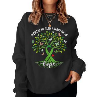 Mental Health Awareness Month Hope Green Ribbon Tree Women Women Sweatshirt - Thegiftio UK