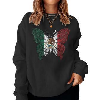 Mexico Butterfly Mexican Flag Pride Mexicana Women Sweatshirt - Thegiftio UK
