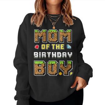 Mom Of The Birthday Boy Gamer Pixel Birthday Party Matching Women Sweatshirt - Thegiftio UK