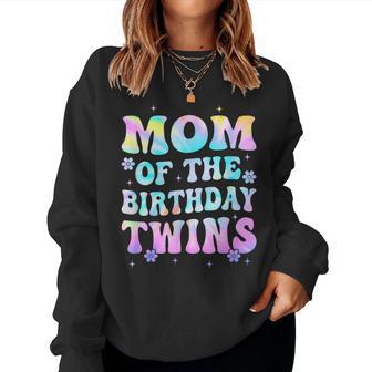 Mom Of The Birthday Twins Girls Kids Party Retro Bday Women Sweatshirt - Thegiftio UK