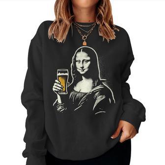 Mona Lisa Con Cerveza Bar Pub Crawl Fiesta Hombres Es Cerveza Divertida Sudadera Mujer - Regaloses