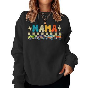 Monster Truck Mama Retro Racing Mom Checkerboard Women Sweatshirt | Seseable UK