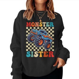 Monster Truck Sister Family Matching Monster Trucks Birthday Women Sweatshirt - Monsterry