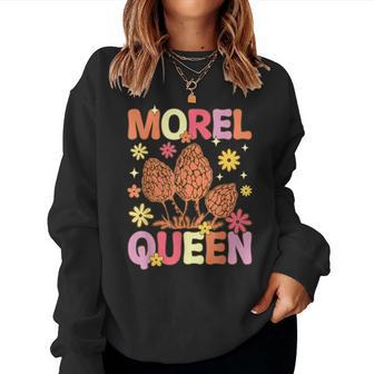 Morel Queen Groovy Mycologue De Chasse Aux Champignons Sweat-shirt pour femme - Cadeauxyz