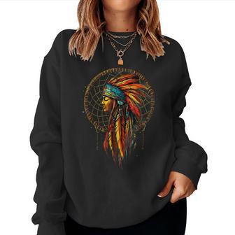 Native American Indian Chief Dreamcatcher Indian Tribe Women Sweatshirt - Thegiftio UK
