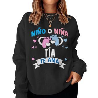 Niño O Niña Tía Te Ama Gender Reveal In Spanish Aunt Women Sweatshirt - Thegiftio UK