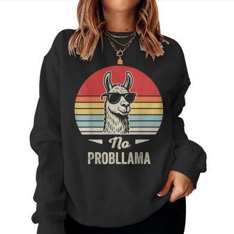 No Probllama Retro Llama Humor Women Sweatshirt - Thegiftio UK