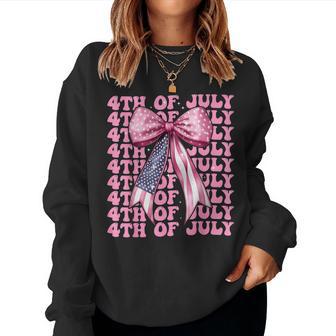 Nœud Coquette 4 Juillet Drapeau Américain Patriotique Fille Maman Sweat-shirt pour femme - Cadeauxyz