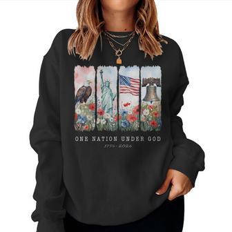 One Nation Under God Christian Wildflower 250Th Girls Women Sweatshirt - Thegiftio UK
