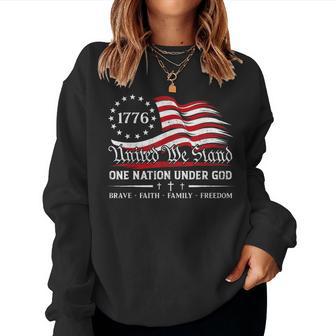 One Nation Under God Us Flag Patriotic Christian 4Th Of July Women Sweatshirt - Thegiftio UK