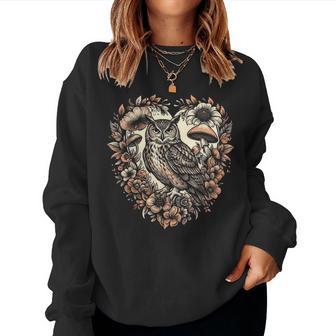Owl Floral Heart Cottagecore Flower Women Sweatshirt - Thegiftio UK