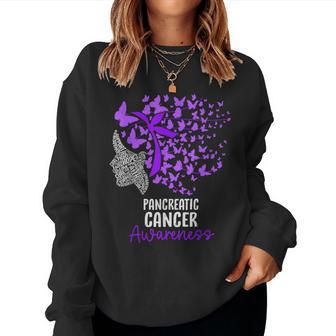 Pancreatic Cancer Awareness Butterfly Ribbon Purple Women Sweatshirt - Thegiftio UK