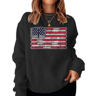 Patriotic Book Flag Reading American Flag Books Teacher Women Sweatshirt - Thegiftio UK
