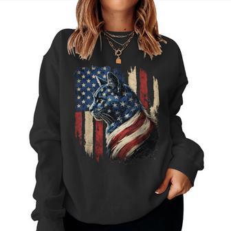 Patriotic Cat American Flag Vintage Cat Lover Kids Women Sweatshirt | Seseable UK