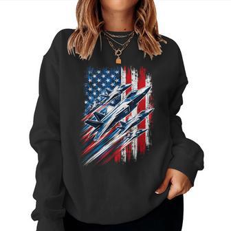 Patriotic Jets Fourth Of July Usa American Flag Women Women Sweatshirt - Thegiftio UK