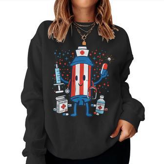 Patriotic Nurse Rocket Healthcare Hero 4Th Of July Women Sweatshirt - Thegiftio UK