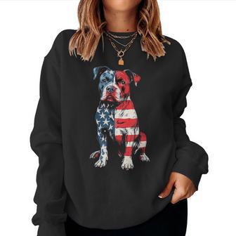 Patriotic Pitbull American Flag Dog Mom Pitbull Dad Women Sweatshirt - Thegiftio UK