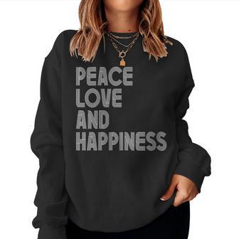 Peace Love And Happiness Cita Inspiradora Retro Positiva Cuello Sudadera Mujer - Regaloses