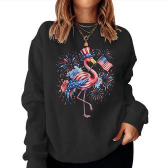 Pink 4Th Of July Flamingo American Flag Usa Patriotic Women Women Sweatshirt - Thegiftio UK