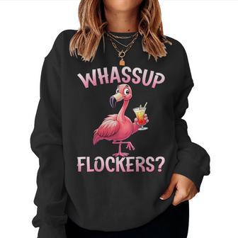 Pink Flaming Flamingo Lover Whassup Flockers Women Sweatshirt - Thegiftio UK