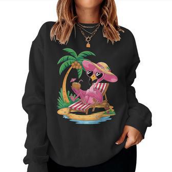 Pink Flamingo Women's Girls Beach Summer Holiday Tropical Women Sweatshirt - Thegiftio UK