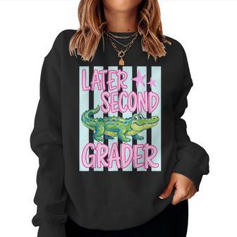 Pink Striped Later Second Grader End Of School Year Teacher Women Sweatshirt - Thegiftio UK