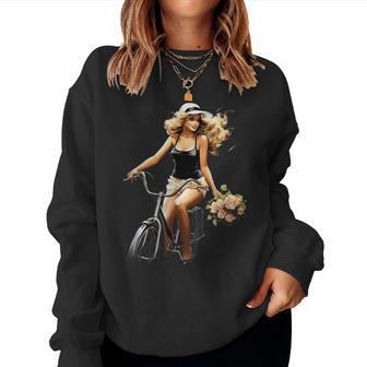 Pinup Girl 自転車 乗馬 サイクリスト ヴィンテージ レディーススウェットシャツ - Kawaiitshirt