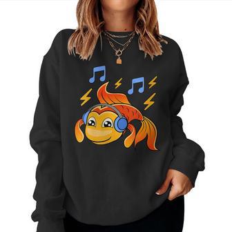 Poisson Rouge Casque D'écoute De La Musique Musicien Sweat-shirt pour femme - Cadeauxyz