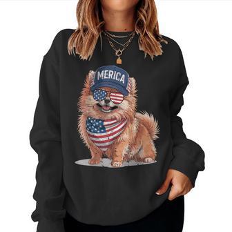 Pomeranian 4Th Of July Us American Flag Pom Dog Patriotic For Kids Women Sweatshirt - Thegiftio UK