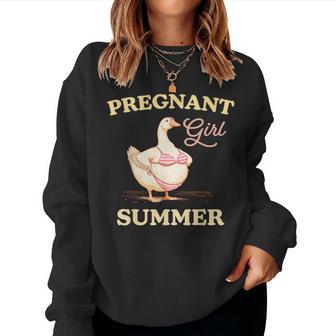 Pregnant Girl Summer Baby Announcement Goose Mom Women Sweatshirt - Thegiftio UK