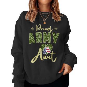 Proud Army Aunt Camou Dog Tag Usa American Flag Family Women Sweatshirt - Thegiftio UK