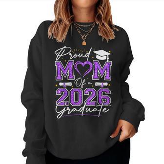 Proud Mom Of A 2026 Graduate Senior 2026 Purple Gold Vibes Women Sweatshirt - Thegiftio UK