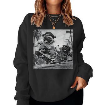 Pug Boys Girls Costume Retro Meme Skateboard 90S Women Sweatshirt - Thegiftio UK