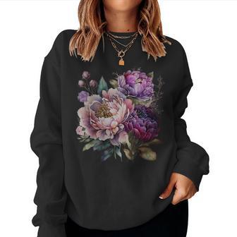 Purple Peony Cottagecore Gardening Flower Gardener Lover Women Sweatshirt - Thegiftio UK