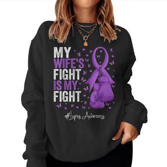 Purple Ribbon Wife Lupus Awareness Women Sweatshirt - Thegiftio UK