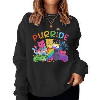 Purride Cat Lgbt Rainbow Lesbian Gay Pride Ally Kids Women Sweatshirt - Thegiftio UK