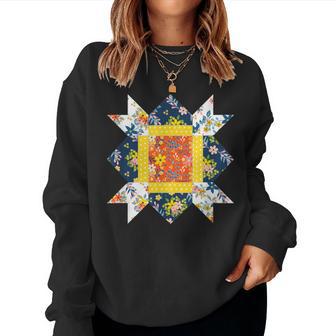 Quilters クラシック風防キルトブロック 花柄パッチワーク レディーススウェットシャツ - Kawaiitshirt