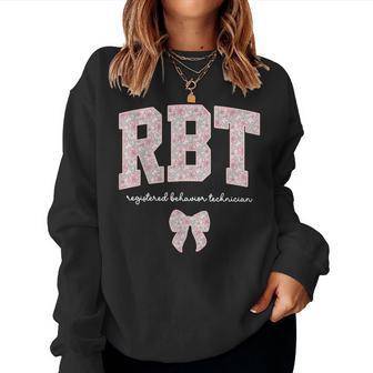 Rbt Registered Behavior Technician Floral Bow Aba Therapist Women Sweatshirt - Thegiftio UK