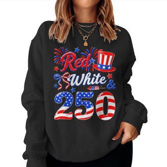 Red White And 250 Patriotic Coquette Bow 4Th Of July Women Women Sweatshirt - Monsterry