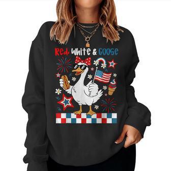 Red White And Goose 4Th Of July Patriotic Kids Women Sweatshirt - Thegiftio UK