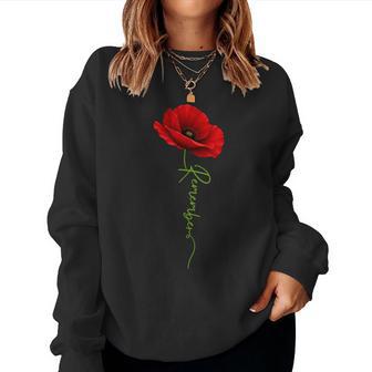 Remember Poppy Flowers Memorial Day Usa Flag Veteran Women Women Sweatshirt | Mazezy