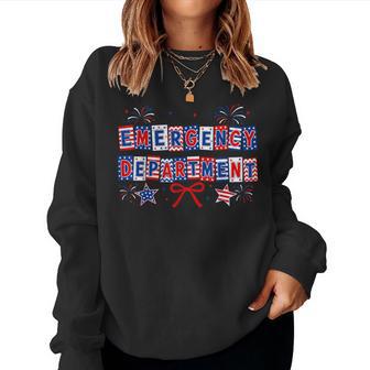Retro Emergency Department Er Nurse Usa Flag 4Th Of July Women Sweatshirt - Monsterry
