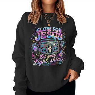 Retro Glow For Jesus Christian Faith For Kids Women Sweatshirt - Thegiftio UK