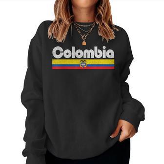 Retro Vintage Colombia Flag Colombian Pride Kids Women Sweatshirt - Thegiftio UK