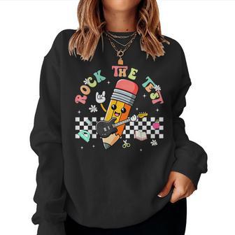 Rock The Test Day Teacher Testing Day Motivational Women Sweatshirt | Seseable UK