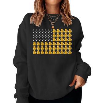 Rubber Duck Duckie American Flag 4Th Of July Patriotic Women Sweatshirt - Thegiftio UK