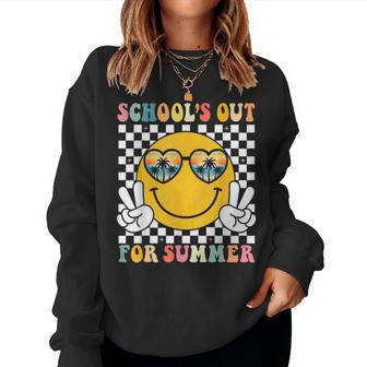 Schools Out For Summer Teacher Groovy Last Day Of School Women Sweatshirt - Thegiftio UK