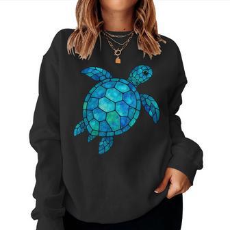 Sea Turtle Mosaic Ocean Animal Save The Turtles Women Sweatshirt - Monsterry